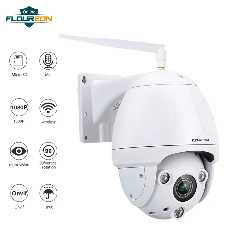 

FLOUREON 1080P Wifi IP Camera H.264 Wireless CCTV Security Video Surveillance 5X ZOOM IR-CUT PTZ Night Vision Dome Camera EU
