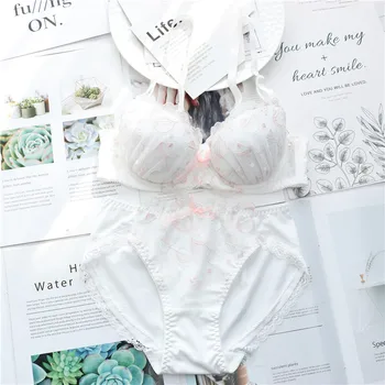 

YOURMIX Lolita Style Magic Lamps White Color Embroidery Girl Underwear Kawaii Lingeria Thin BCDE Cup Bra and Briefs