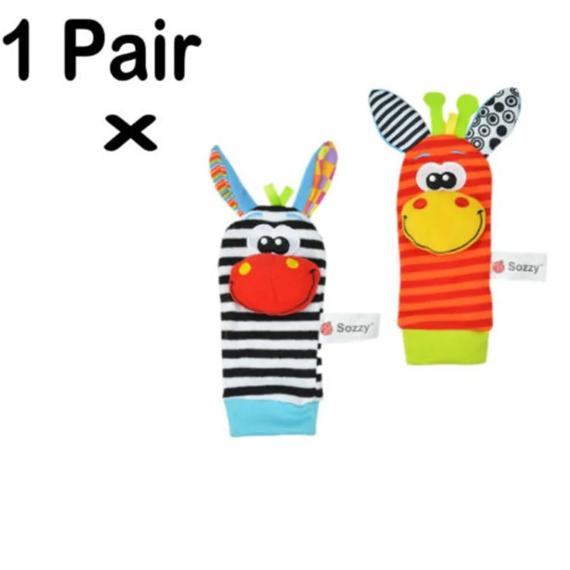 1 Pair Baby Infant Soft Rattles Cute Baby Toys Wrist Handbell Foot Finders Socks Developmental toy