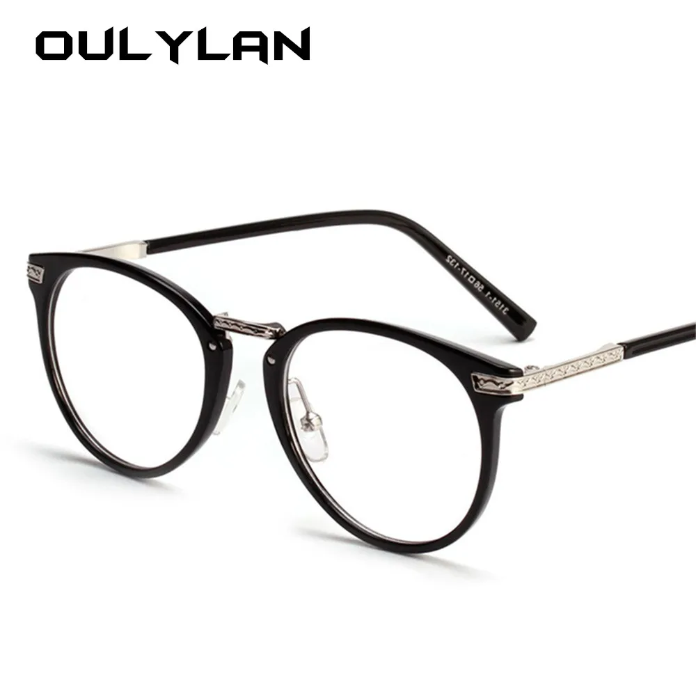 

Oulylan Round Optical Glasses Frames Women Clean Lens Eyeglasses Frame Classic Metal Cat Eye Designer Glasses Female Eyewear
