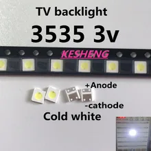 100 pces/uni 3537 3535 1 w led chip-2 90lm 3 v branco fresco retroiluminado lcd led de alta potência para aplicações de tv