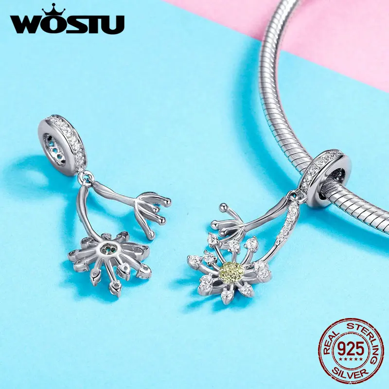 WOSTU New Collection 925 Sterling Silver Dandelion Shape CZ Pendant For Bracelet&Necklace Fashion Jewelry Gift For Women BSC052