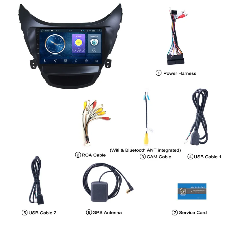 Best 9 inch Android 8.1 car dvd gps navigation For Hyundai Elantra 2011-2014 Korea Version multimedia system 1