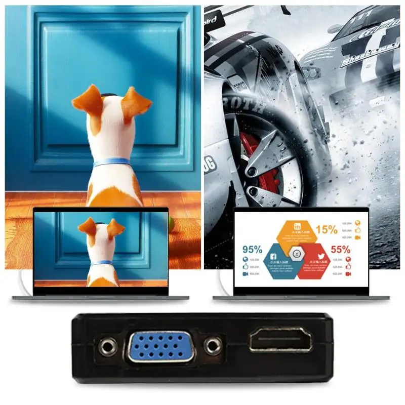Кабель переходник ALLOYSEED VGA папа HDMI мама с аудиовыходом 1080P адаптер Шнур для ПК