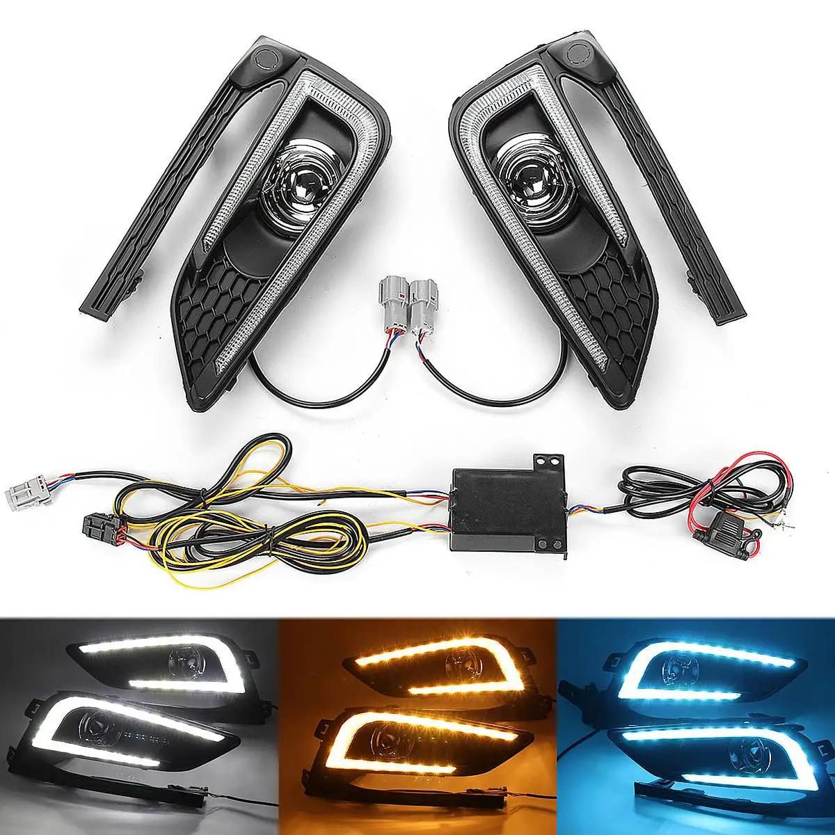 

LED DRL Daytime Running Light Lamp W/ Turn Signal For Chevrolet-Cruze 2016-2018 ABS+LED Lamp Beads Waterproof 3 Colors Light