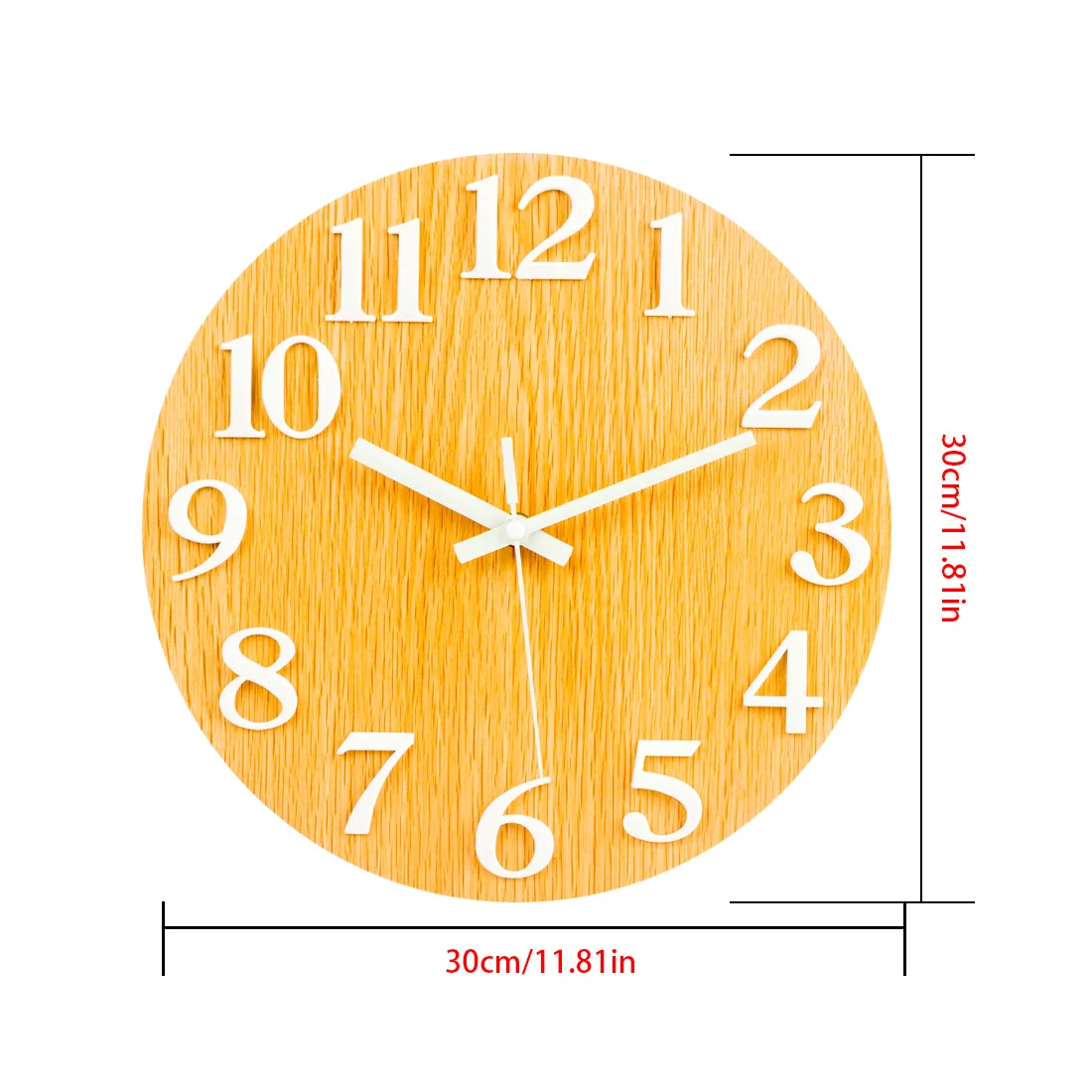 

New Fashion 30cm Night Lights Stereo Numbers Mute Clock Silent Wall Clock Home Office Decor - White/ Light Wood Grain/ Dark Wood