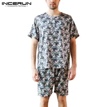 INCERUN новые наборы для ванны Harujuku дизайн халат-кимоно отпуск лето мужской халат пижамы халат в цветочек для дома пижамы