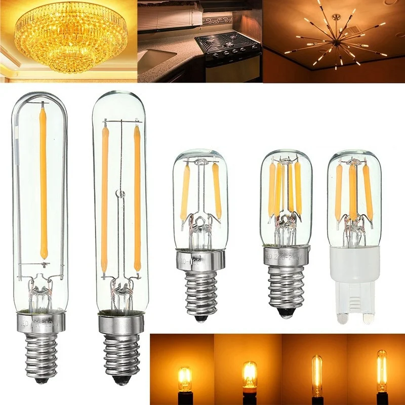 

E12/E14/G9 1W/2W COB Vintage Edison LED Light Bulb Dimmable Tubular Refrigerator Fridge Filament Retro LED Light Bulb 110V/220V