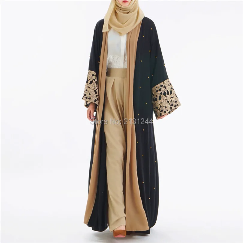 Модное мусульманское Макси-платье Abaya кружевное длинное платье кардиган кимоно