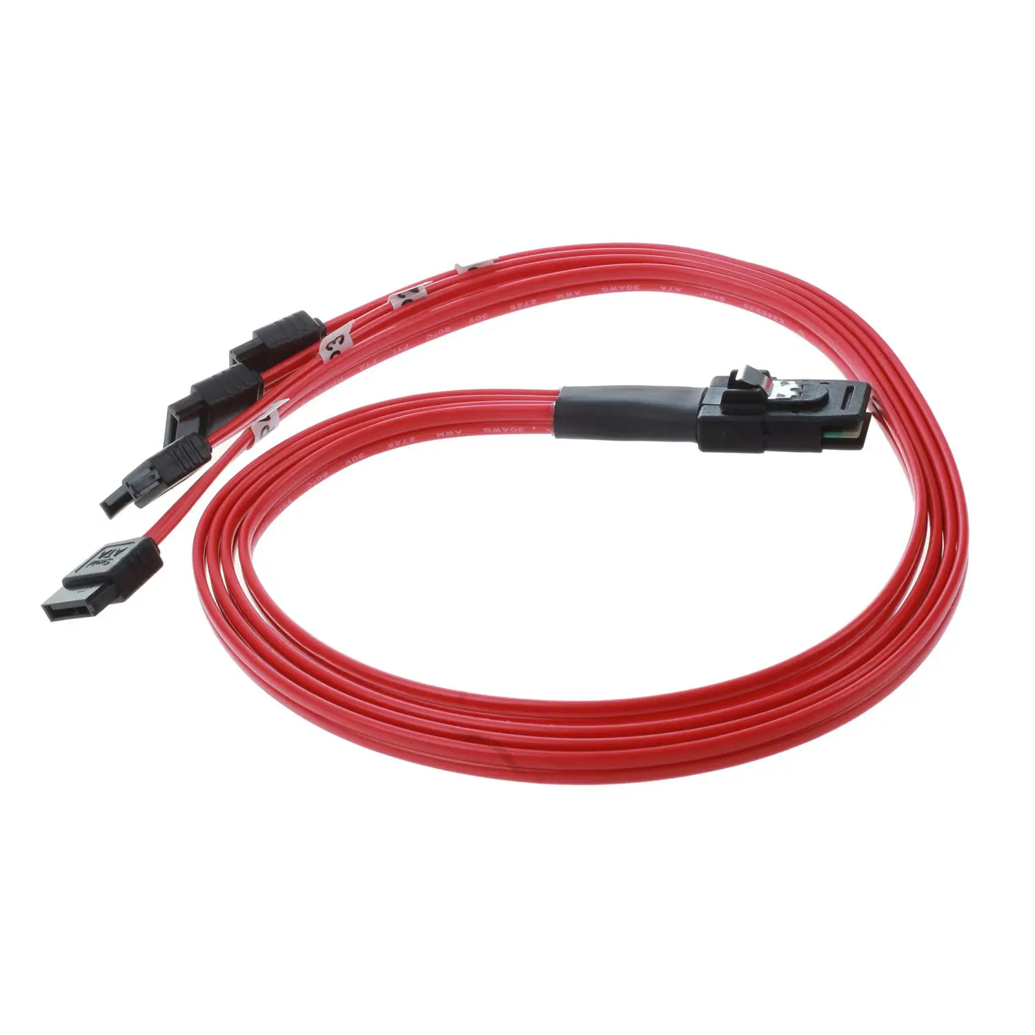 

semoic Mini 10Gbps SAS 4i SFF-8087 36-Pin to 4 SATA 7-Pin HDD Hard Drive Splitter Cable