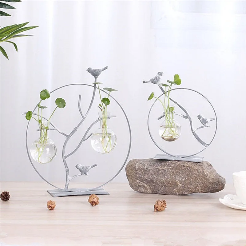 Креативные железные круглые растительные стеклянные гидропоники контейнеры для террариума скандинавские ваза для домашнего декора простые офисные настольные украшения Ремесло Gi