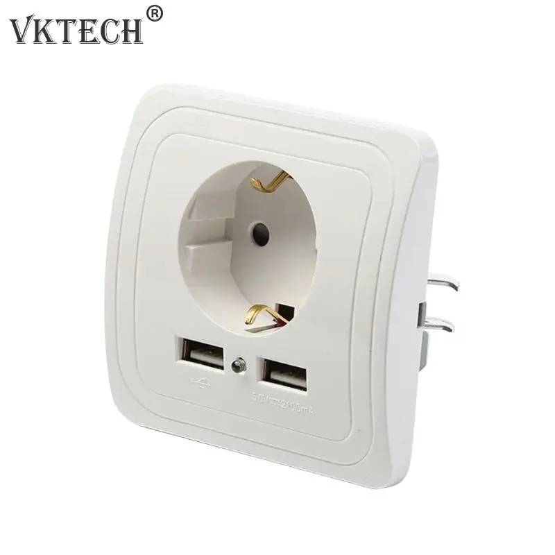 

10A Charging Panel Household USB Port Wall Socket EU Plug Electric Socket