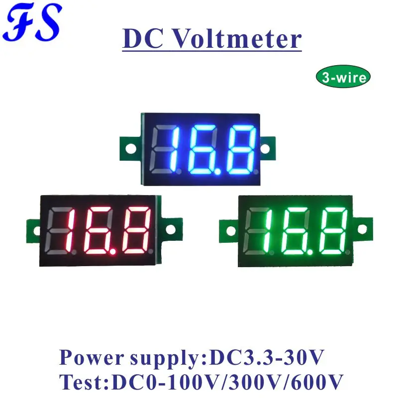 YB20 Мини DC 0 100 в 3 проводный измеритель напряжения Вольтметр 36 ''цифровой