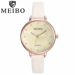 Модные женские туфли кожаный ремень наручные часы повседневное женский розового золота кварцевые MEIBO бренд Relogio Feminino подарок