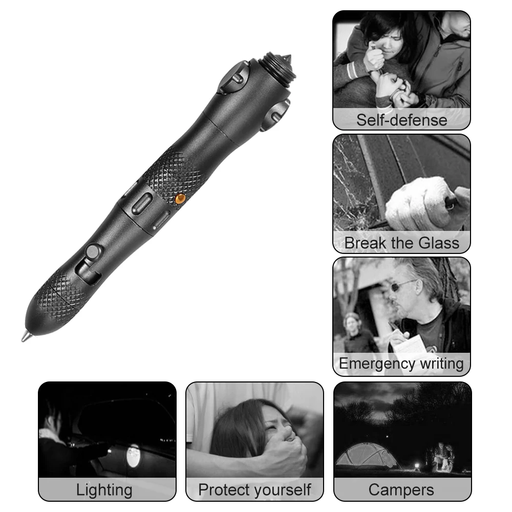 

Tactical Pen Self Defense Weapon Military Police Grade Survival Tools multi-function +2 Ink Cartridges 3 Batteries Gift Boxed