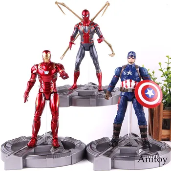 

Spiderman Captain AmericaIron Man Figure Action Model Toy With LED Light PVC Collection Marvel Figures