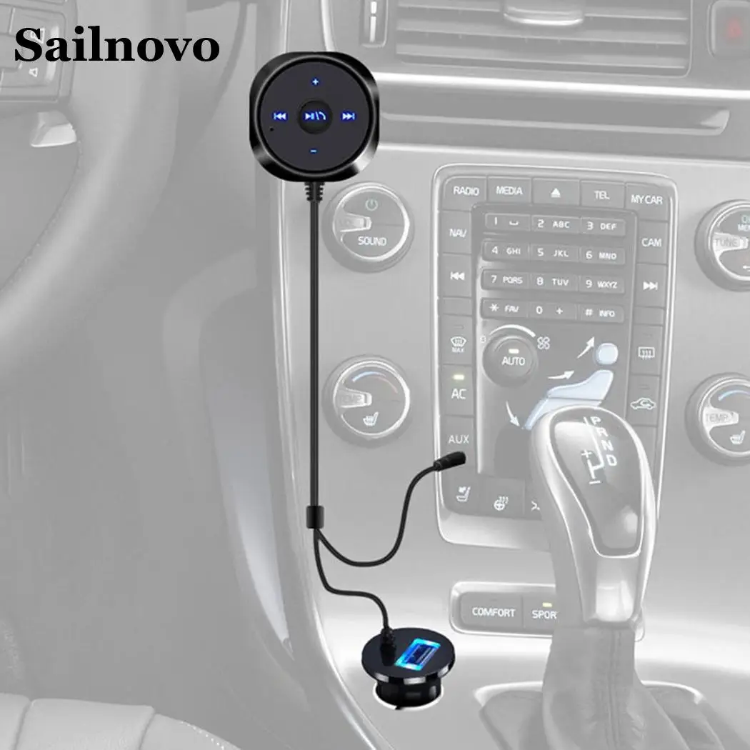 New Car Bluetooth Receiver with Car Charger 3.5mm Bluetooth Aux Adapter Handsfree Speaker MP3 Music Player Auto Car Accessories