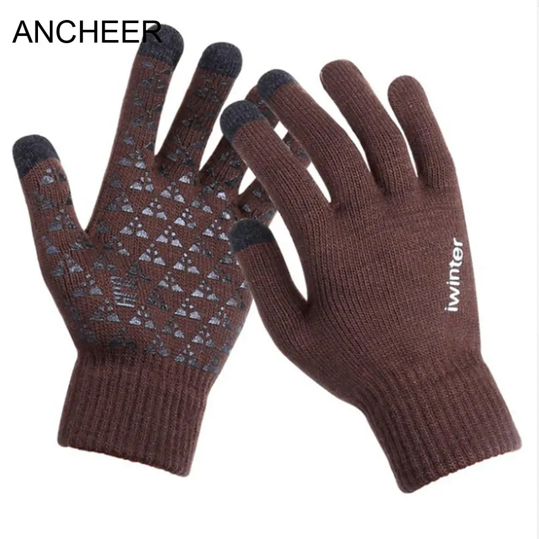 Зимние уличные осенние мужские перчатки тачскрин повседневные мужские эластичные уличные женские теплые митенки однотонные