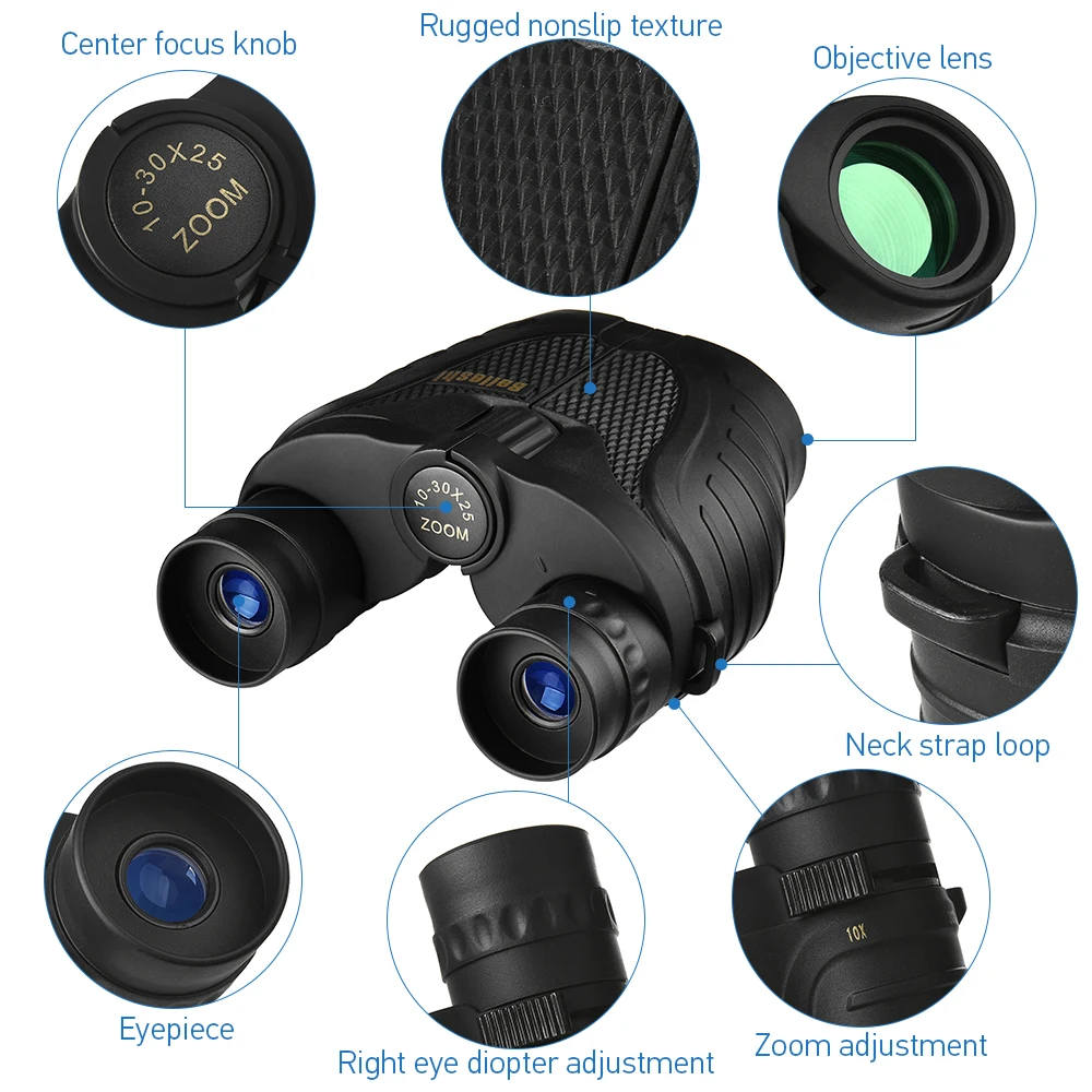 Профессиональный охотничий телескоп 10-30X25, компактный бинокль, охотничий оптический телескоп для кемпинга, пешего туризма, наблюдения за птицами, концерта