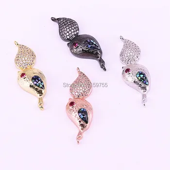 

10Pcs Fashion Jewelry Bird Metal Charm CZ Cubic Zirconia Connector Beads, For Bracelet