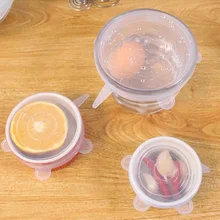 6 шт. Мягкая силиконовая крышка хранение еды свежие многоразовые расширяемые Чехлы для пищевых продуктов уплотнительные крышки чаша Чехлы Экологичные стрейч