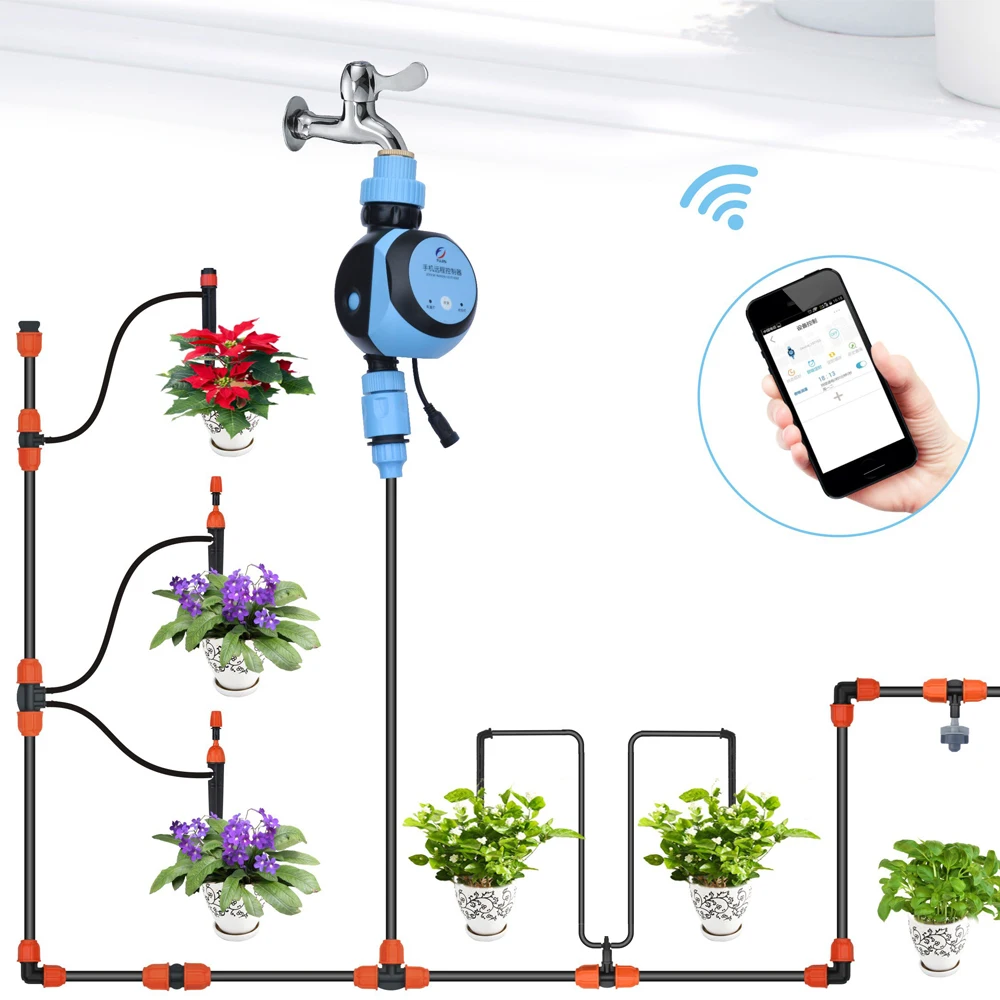 

WIFI Phone Remote Digital Irrigation Watering Timer Hose Faucet Timer Water Gateway Tap Automatic Garden Watering Timer