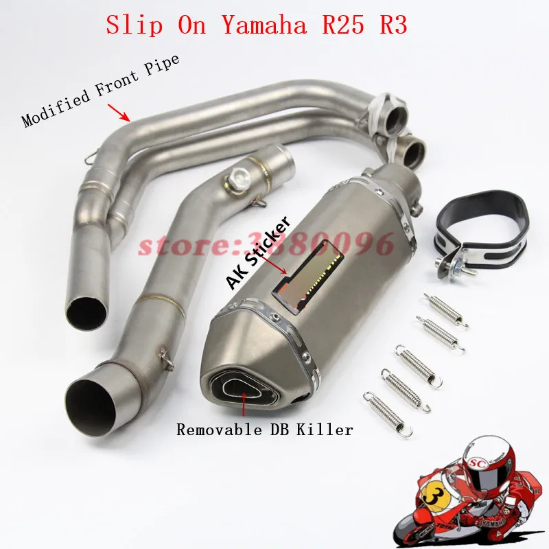 

Motorcycle Full Exhaust System Slip on For Yamaha R25 R3 Carbon Fiber Exhaust Muffler Pipe