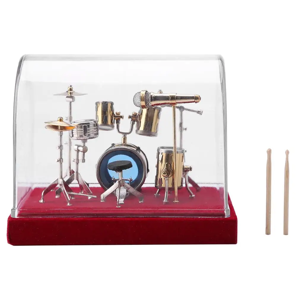 Изысканный мини позолоченный набор барабанов для кукольного домика домашний стол дисплей орнамент подарок