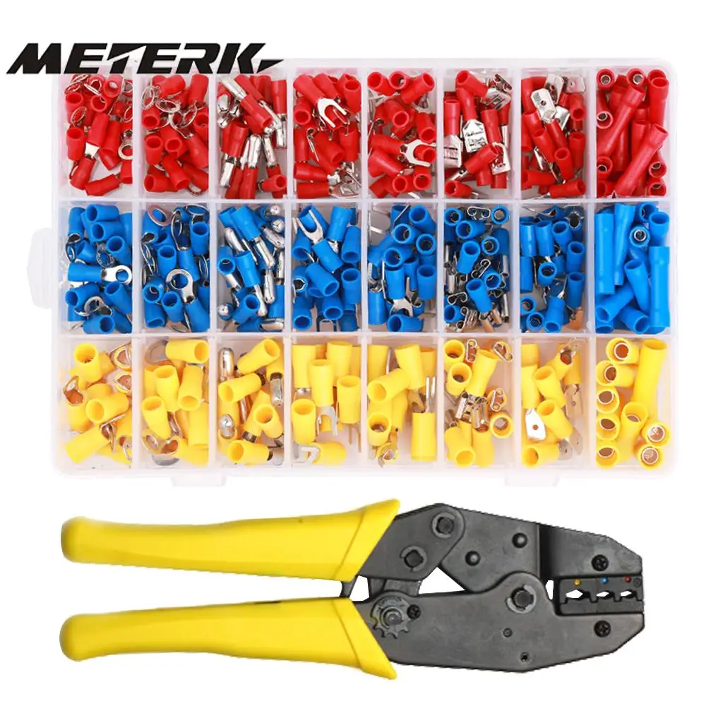 

401pcs Electrical Wire Terminal and Crimping Plier Kit Including 1pcs Cold Compression Plier + 400pcs Connectors Terminals