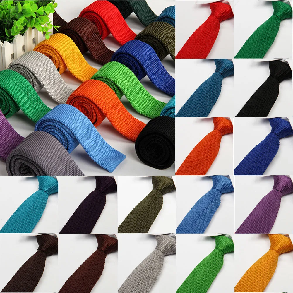

fashion 5cm knit tie skinny knitted necktie narrow slim gravatas mens wool ties 2019 knitting tape yarn designers