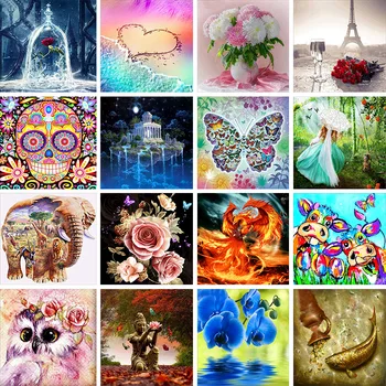 

Fashion 5D DIY Diamond Painting Cross Ctitch Kit 16 Pattern Wall Sticker Mosaic Diamond Embroidery Painting Home Decor Kids Gift