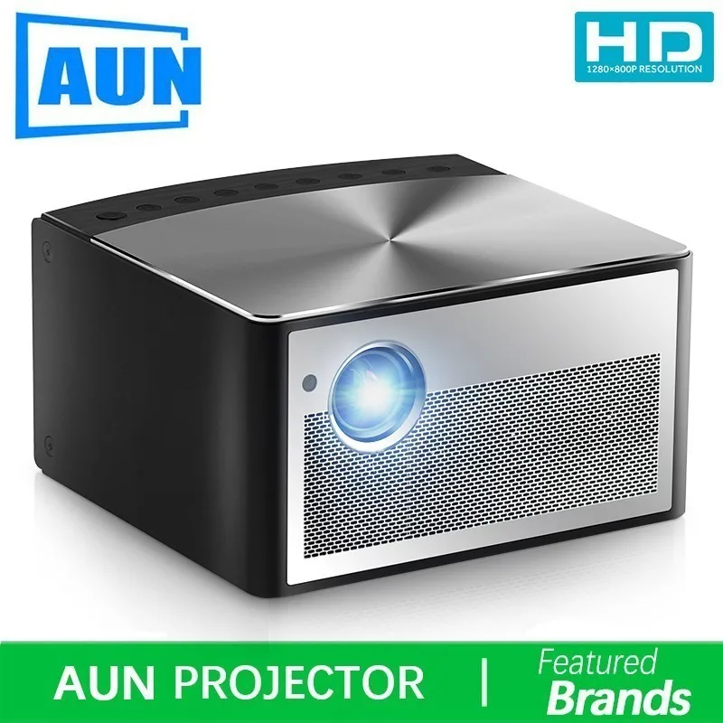 Brand AUN Smart Projector H1, Build in Android, WIFI, Bluetooth. Support HDMI, USB, 1080P. MINI LED Projector Home Theater