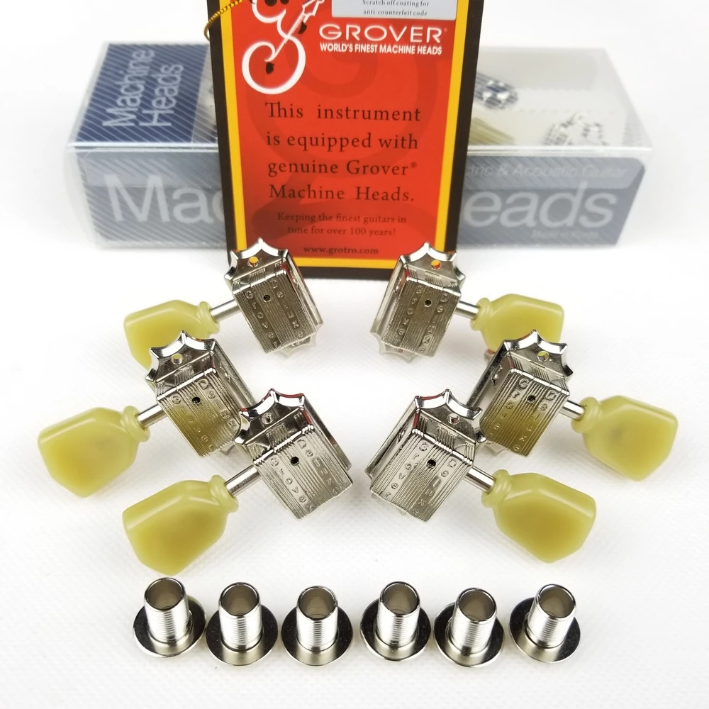 Günstig Echtes Grover Tuning Pegs Deluxe Vintage Stil Gitarre Mechaniken Mechaniken Für 10mm lespaul Gitarre Chrome Silber Made in china