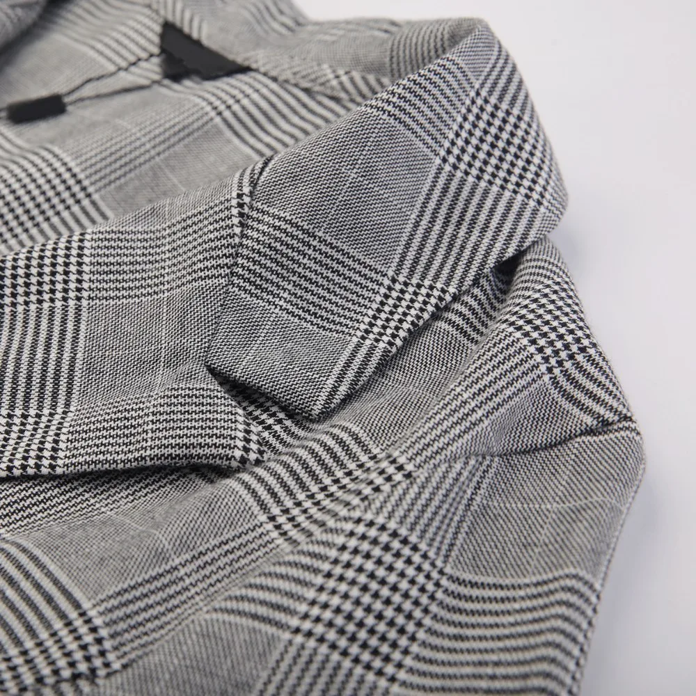 HDY Haoduoyi New Fashion Suit Jacket Simple Temperament Retro Plaid Large Size Slim Lapels One Button Blazer