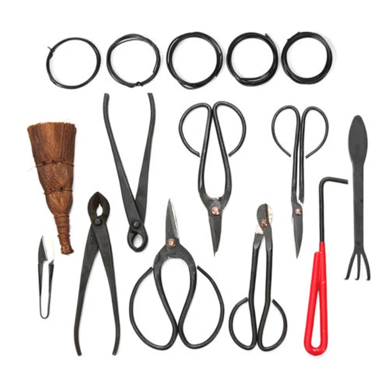 Mayitr 10Pcs Bonsai Tool Set Carbon Steel Extensive Cutter Scissors Kit With Nylon Case For Garden Pruning Tools