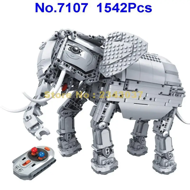 Winner 7107 1542pcs Creative RC Remote Control Elephant Animal Electric Building Block