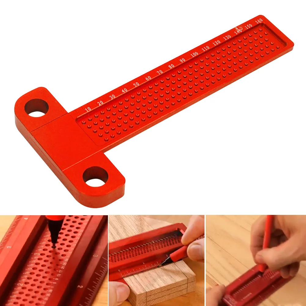 

T-160 Measuring Tool Scriber T-type Woodworking Hole Positioning Crossed Gauge Aluminum Alloy Ruler