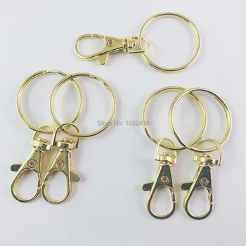 

1000 pcs/lot Classic Key Chain Ring Gold Metal Swivel Lobster Clasp Clips Key Hooks Keychain Split Ring Fashion DIY Jewelry
