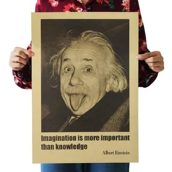 

Classic Imagination is more important than knowledge Albert Einstein Poster Vintage Wall Decor Retro Kraft Paper Wall Stickers