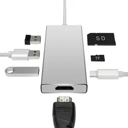 4 в 1 Тип C до 4 K HDMI мощность PD доставка USB3.0/2,0 концентратор адаптер для MacBook Pro 2015/2016 samsung Galaxy A7 2017/S8/S8 +/S9 H