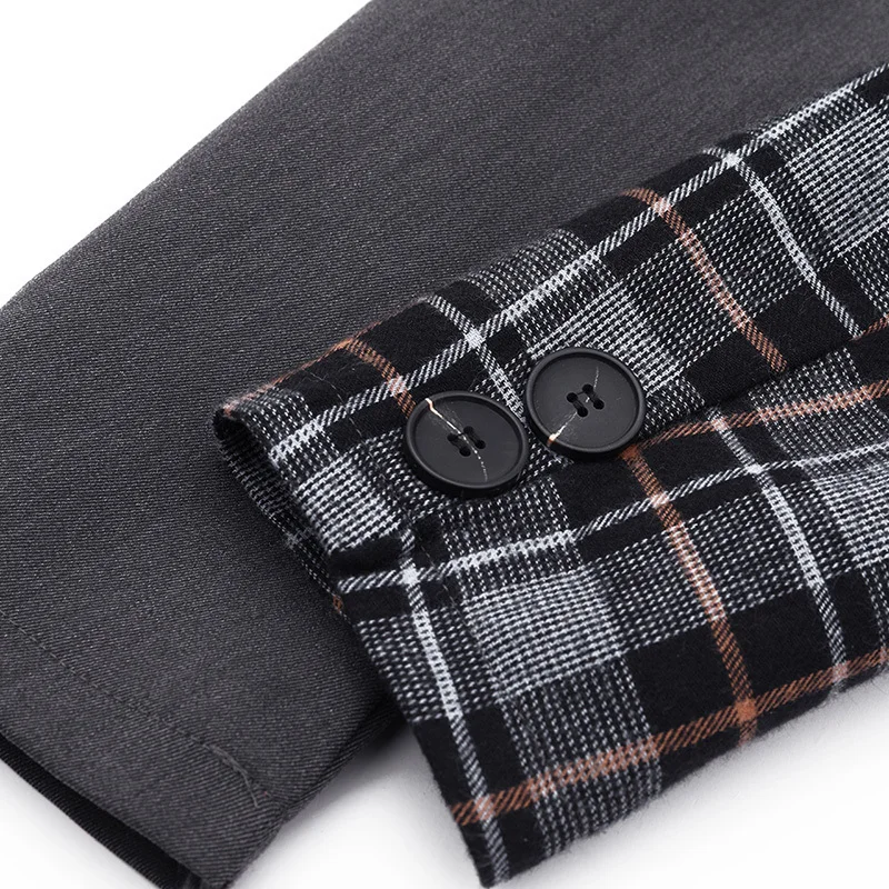 Nouveau Lâche Fendue De Commune Printemps Hiver Côté À Shown Manches As Marée Longues Manteau Noir Jo560 Plaid Revers 2019 Mode Veste Ample Femmes eam A5qz4O