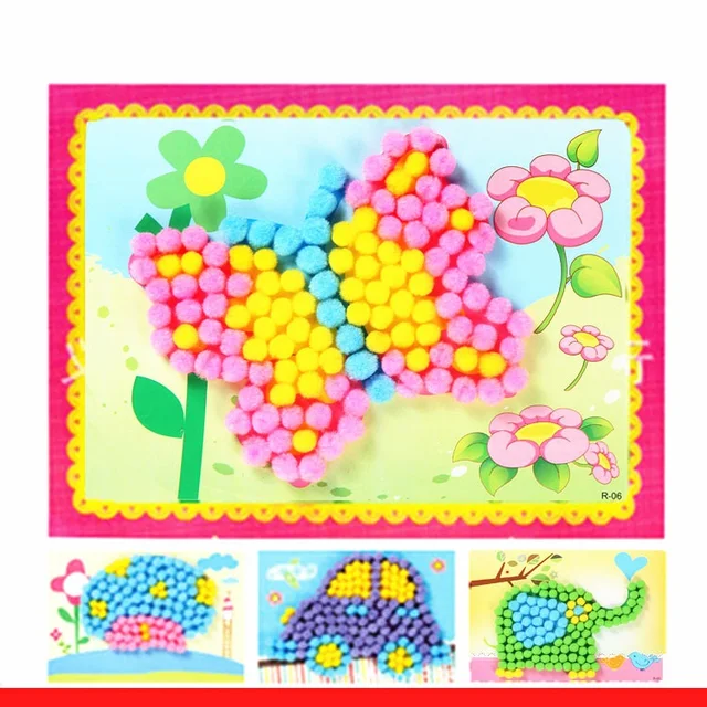 Kids Plush Ball Painting Stickers Set 5