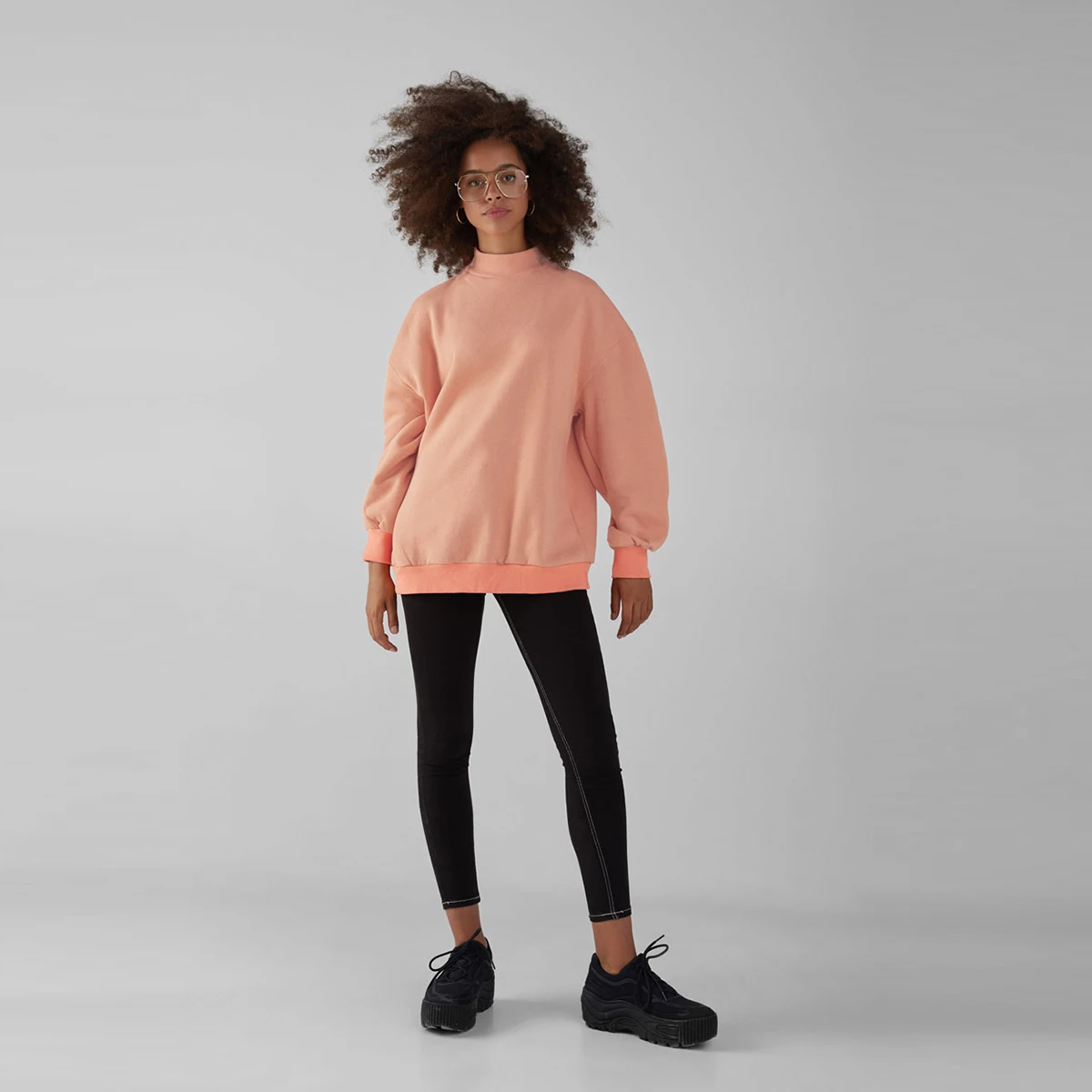 HDY Haoduoyi 2018 Half-high Collar Solid Color Oversize Pullover Sweater Winter Autumn Warm Fashion Simple  Casual