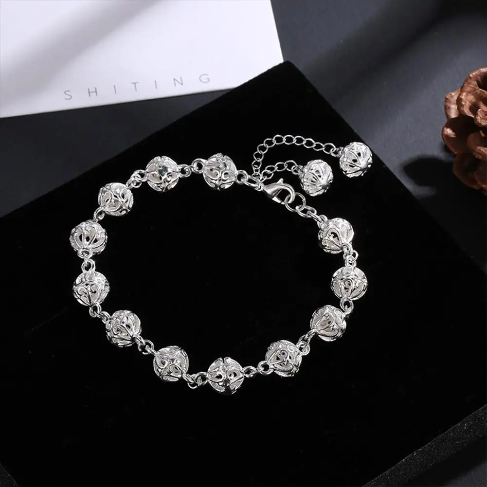 

XIUFEN Women Bracelet Silver Color Delicate Stylish Hollow-out Ball Bracelet Female Jewelry