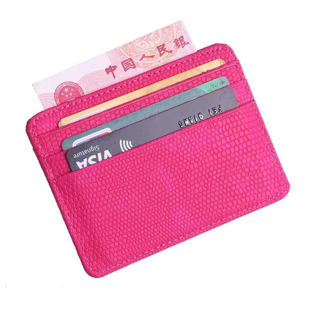 

Unisex Fashion Mini Double Side Square Solid Open Money Clip Wallet Card Slots, Small Change Slot, Photo Slot