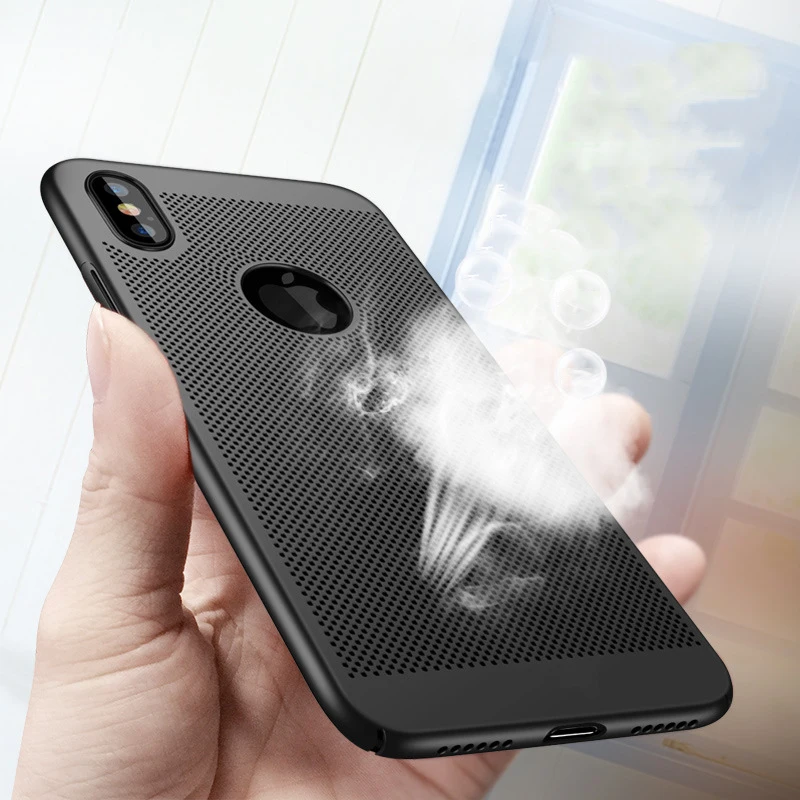 KISSCASE Hollow Heat Dissipation Case For iPhone 5s 6 6s Plus Cool Breathe PC Cover For iPhone X 5 5s SE 6 6s 7 8 Plus Capinhas