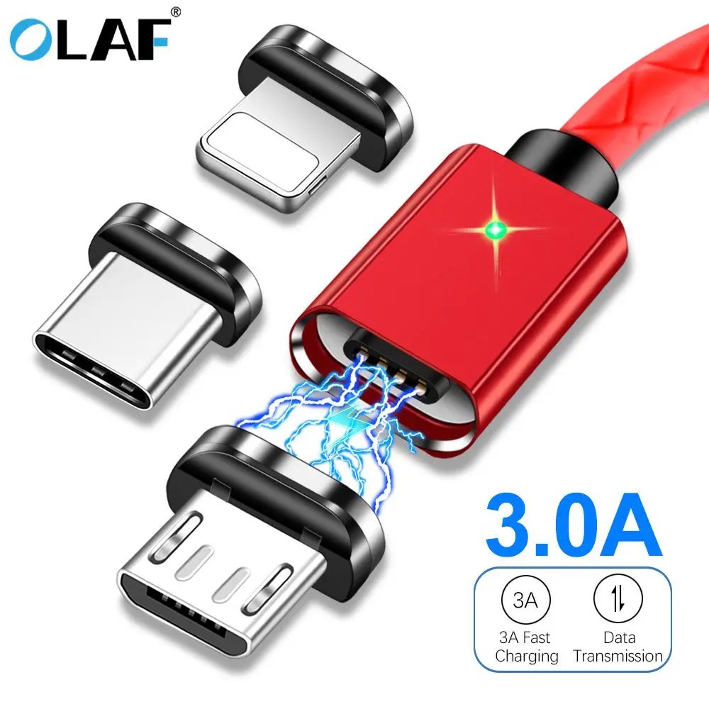 

OLAF 3A Magnetic Cable Micro USB Type C Cable For iPhone 1M Fast Charging USB C Phone Magnet Charger For Samsung Xiaomi Cabo