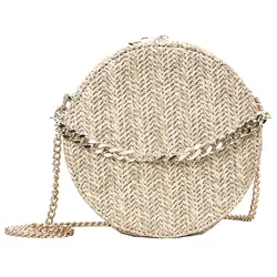 Ручная работа тканая сумка круглая Бабочка Пряжка ротанговая соломенная сумка-портфель в богемном стиле пляжная цепь круглый сумка для