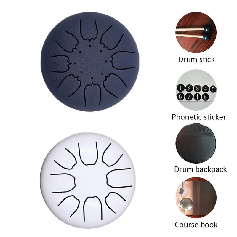 

Mini 6 Inch Steel Tongue Drum 8 Tone Scale Hand Pan Drum Tank Hang Drum With Drumsticks Carrying Bag Percussion Instruments