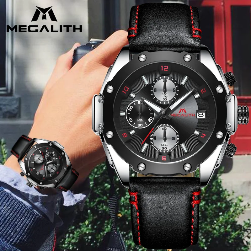 

MEGALITH Original Brand Fashion Men's Watch Quartz Watch Men Waterproof Wrist watch Military Clock relogio masculino